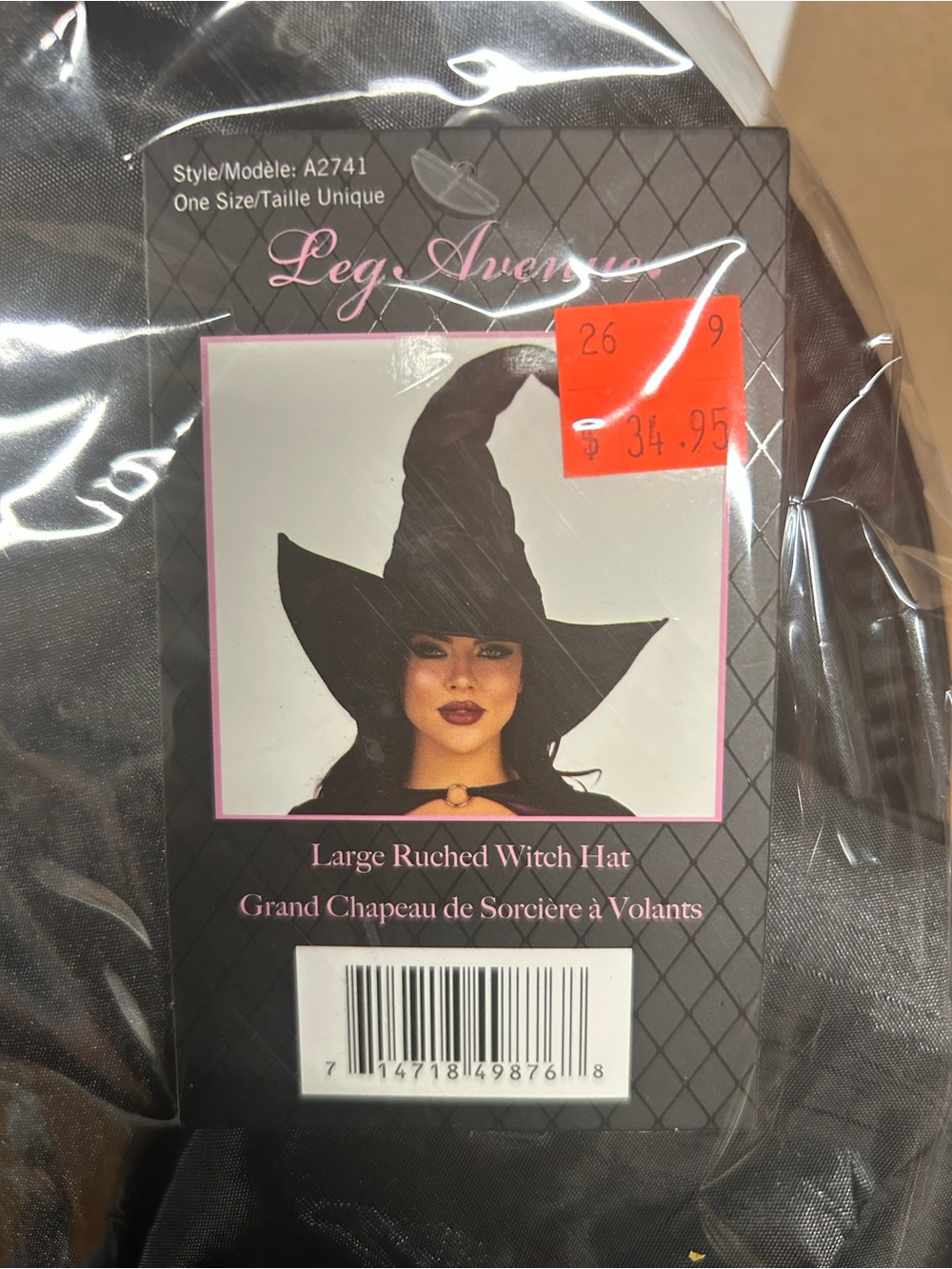 Leg Avenue Black Large Ruched Witch Hat